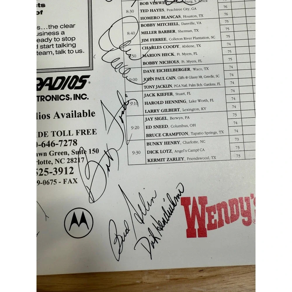 Signed 1995 Paine Webber Invitational Golf Program Cadillac Senior PGA Tour Vtg